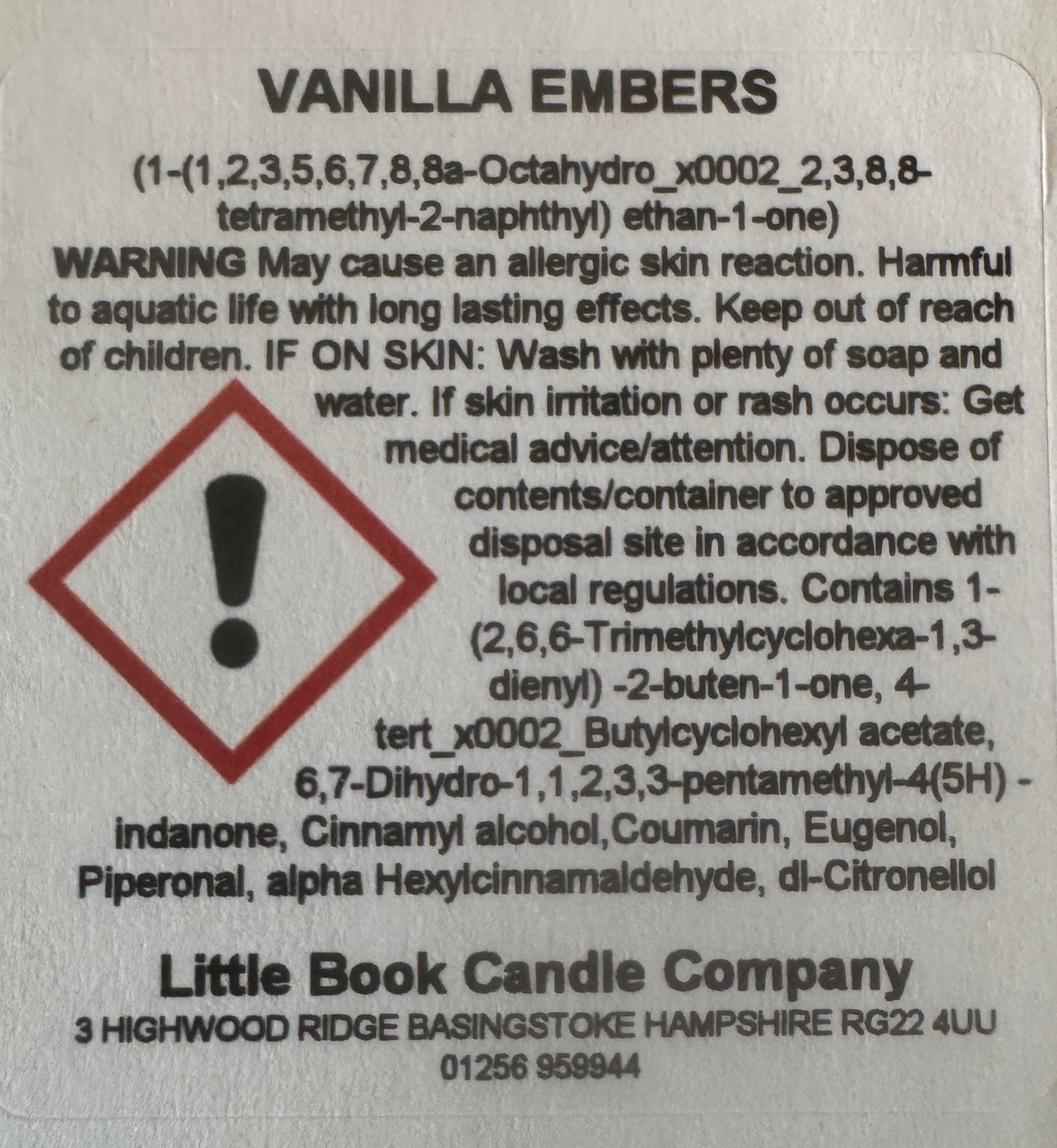 60g Clam Bar Vanilla Embers