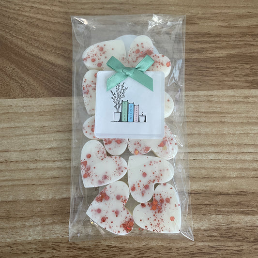 Pack of 10 Wax Melt Hearts Blood Orange & Oakwood