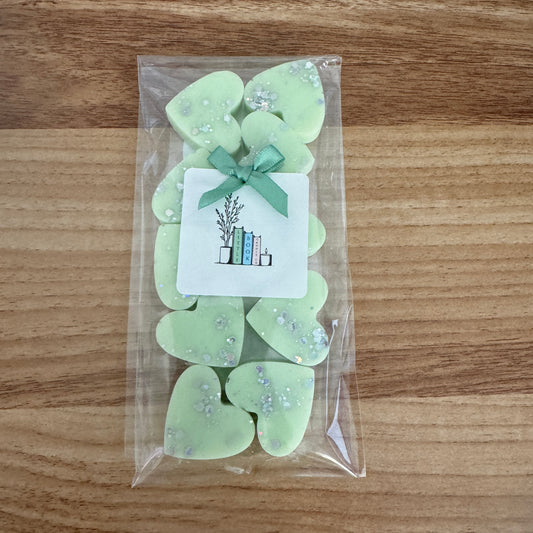 Pack of 10 Wax Melt Hearts Frosted Eucalyptus